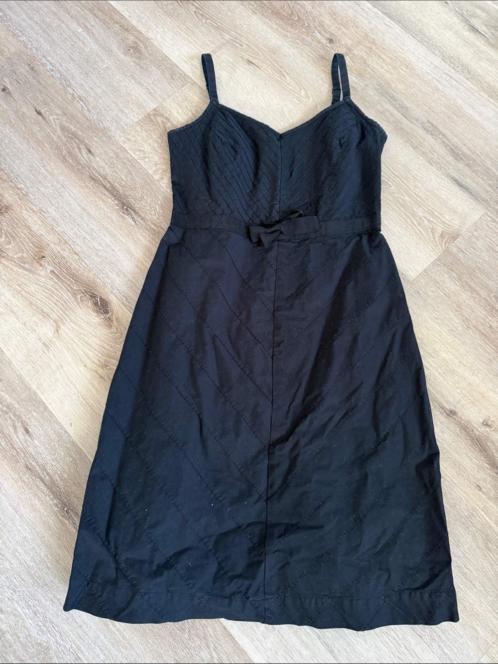 GAP Black Quilted Spaghetti-Strap Midi Dress